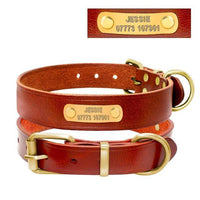 Personalized Genuine Leather Collar for Dogs and Cats with Name and Phone Number - FastAndSafeStoreFastAndSafeStore