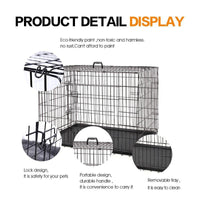 Folding Dog Crate | Dog Crate Features Space-Saving Overhead “Garage” Style Door & Comes Fully Equipped w/ Replacement Tray, Divider Panel & Floor Protecting Roller Feet - FastAndSafeStoreFastAndSafeStore