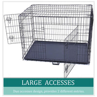 Folding Dog Crate | Dog Crate Features Space-Saving Overhead “Garage” Style Door & Comes Fully Equipped w/ Replacement Tray, Divider Panel & Floor Protecting Roller Feet - FastAndSafeStoreFastAndSafeStore