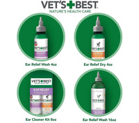 Vet's Best Ear DRY Relief Wash Cleaner for Dogs, 4 oz 16 oz Refill Vet formulated Alcohol free - FastAndSafeStoreFastAndSafeStore